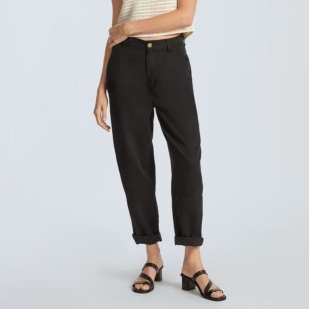 Everlane The Relaxed Slouchy Chino High Waist Curved Leg Relaxed Pants Black 0